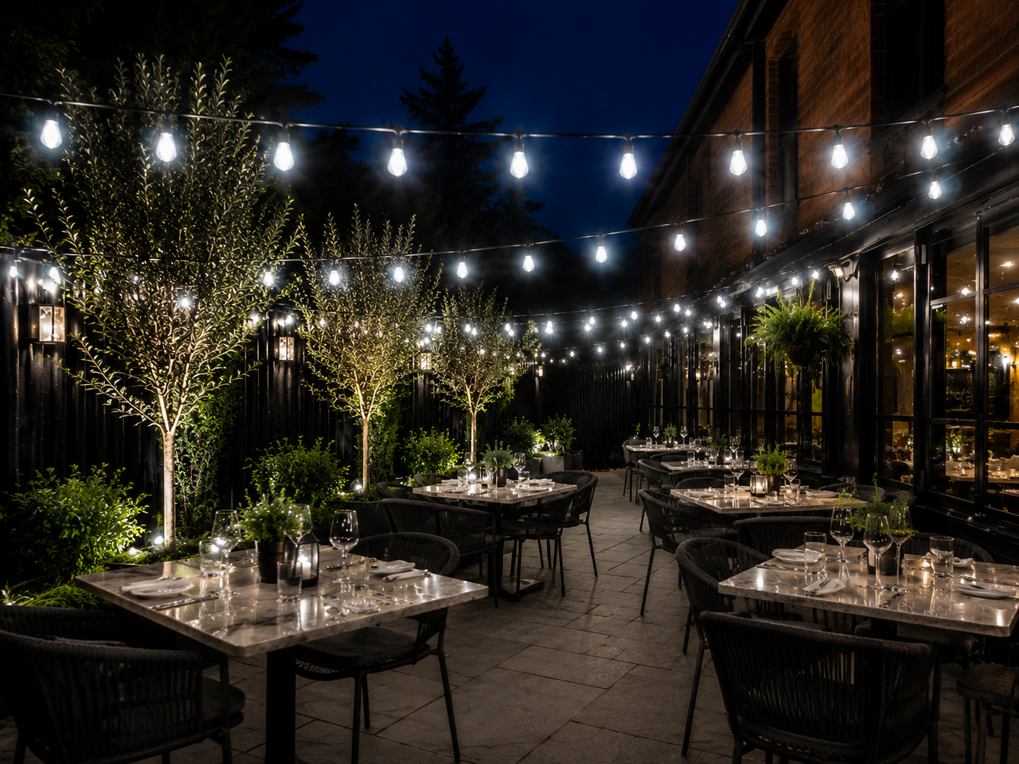 Ice white festoon restaurant setting