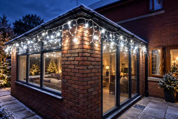 Led icicle light twinkle ice white
