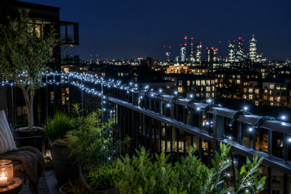 Led string ice white balcony