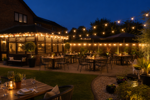 Warm white festoon luxury garden