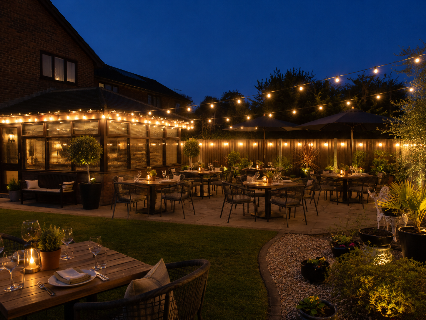 Warm white festoon luxury garden
