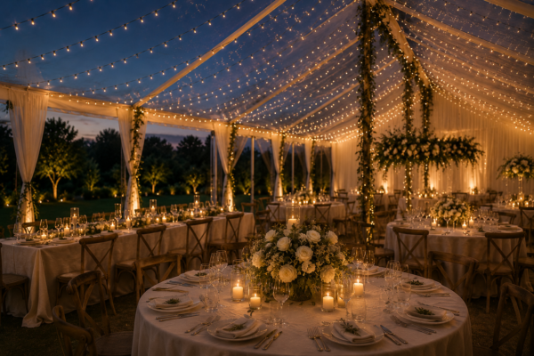 Warm white string lights wedding marquee jpg