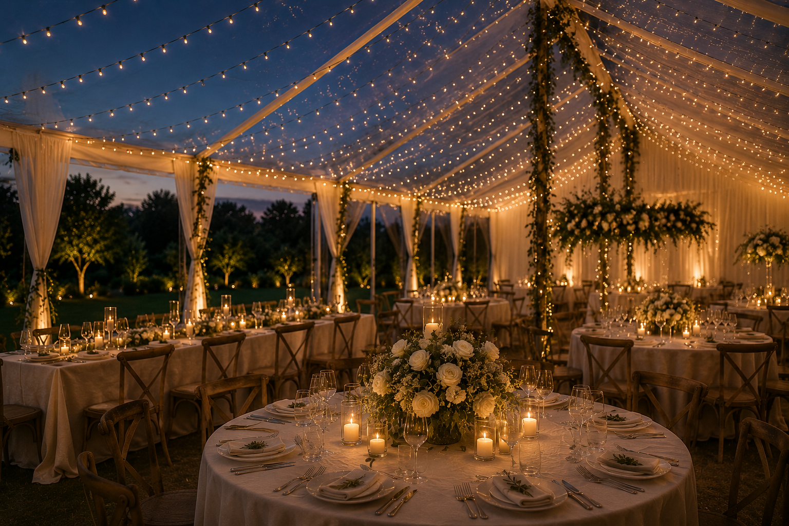 Warm white string lights wedding marquee jpg