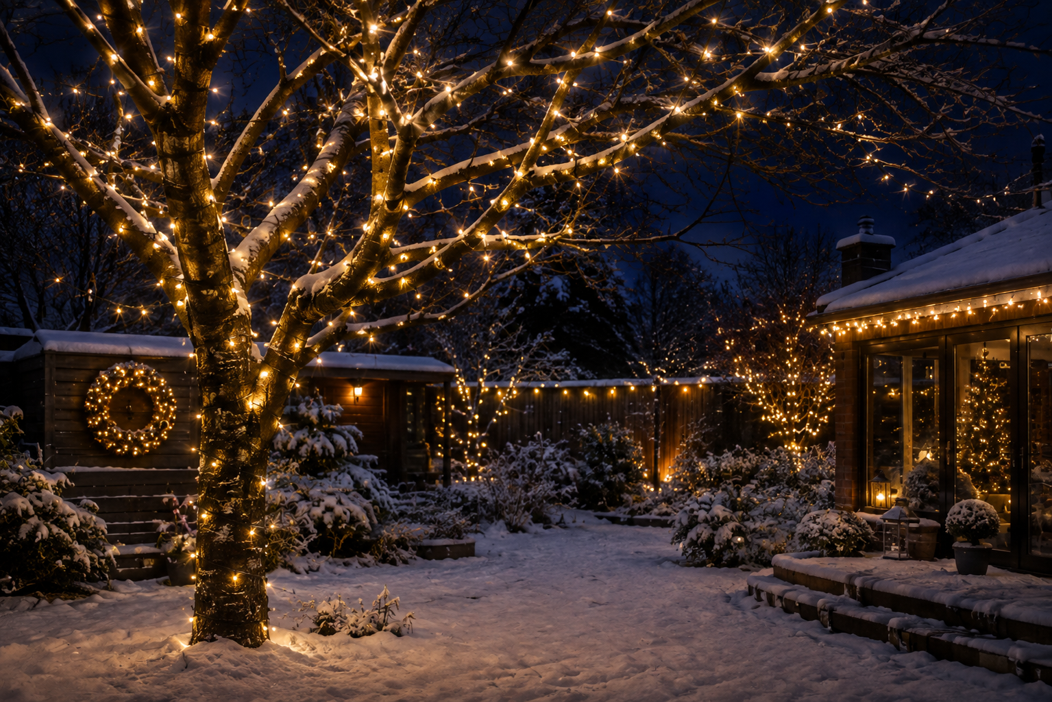 Warm white twinkle christmas garden
