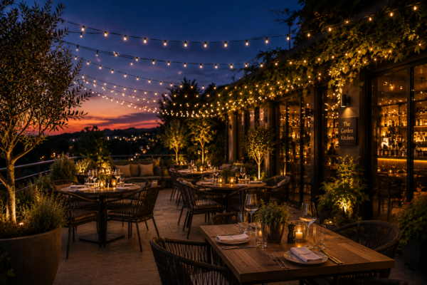 Warm white string lights luxury restaurant jpg