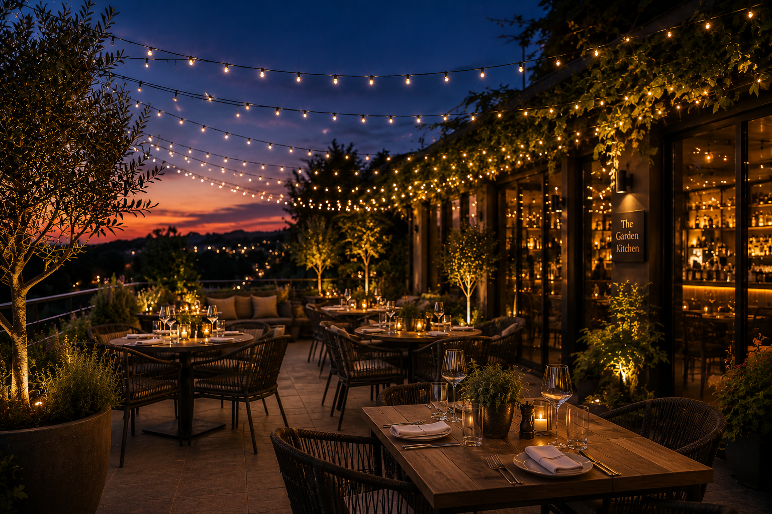 Warm white string lights luxury restaurant jpg