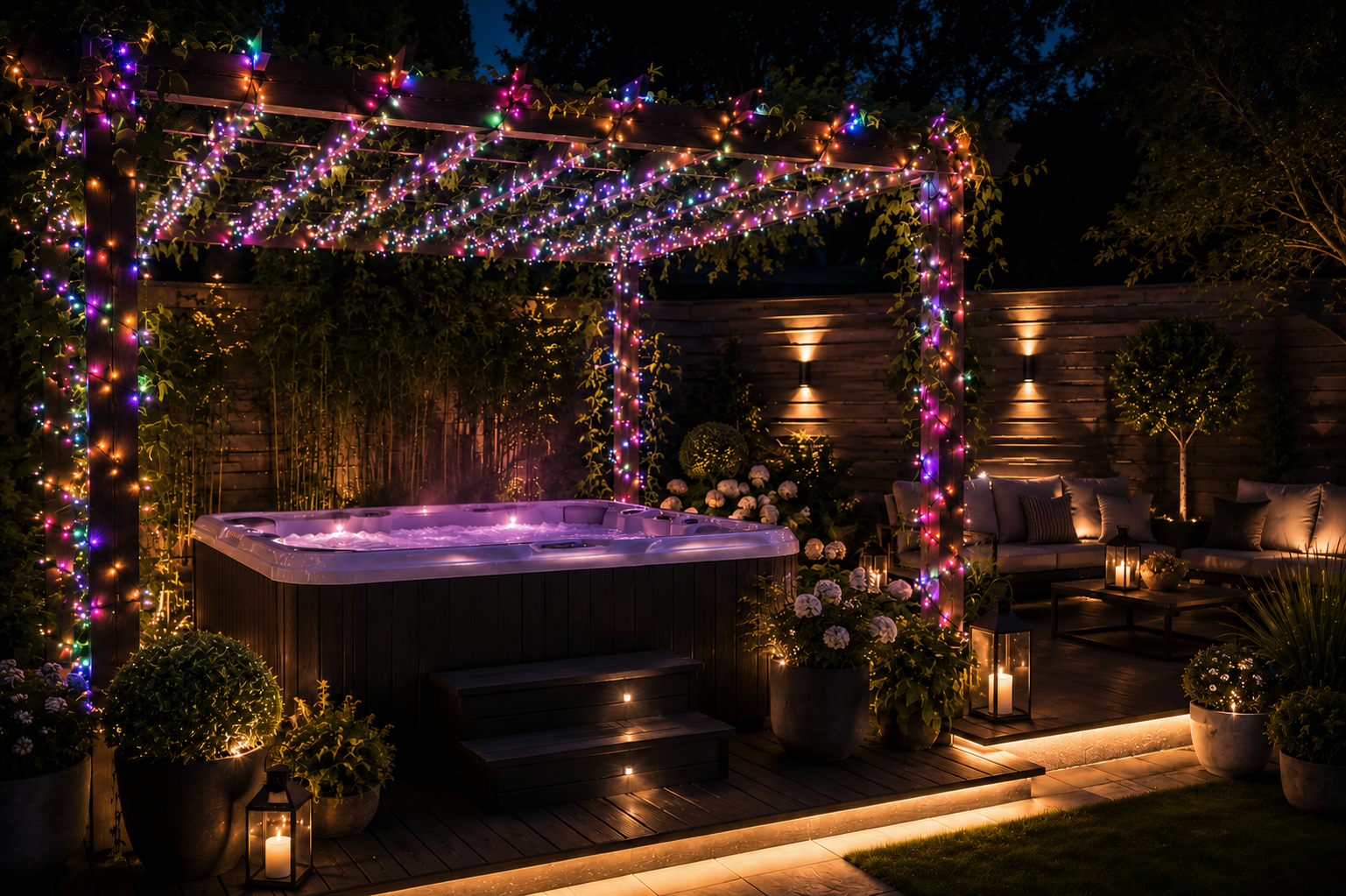 Led cluster light multi coloured hot tub
