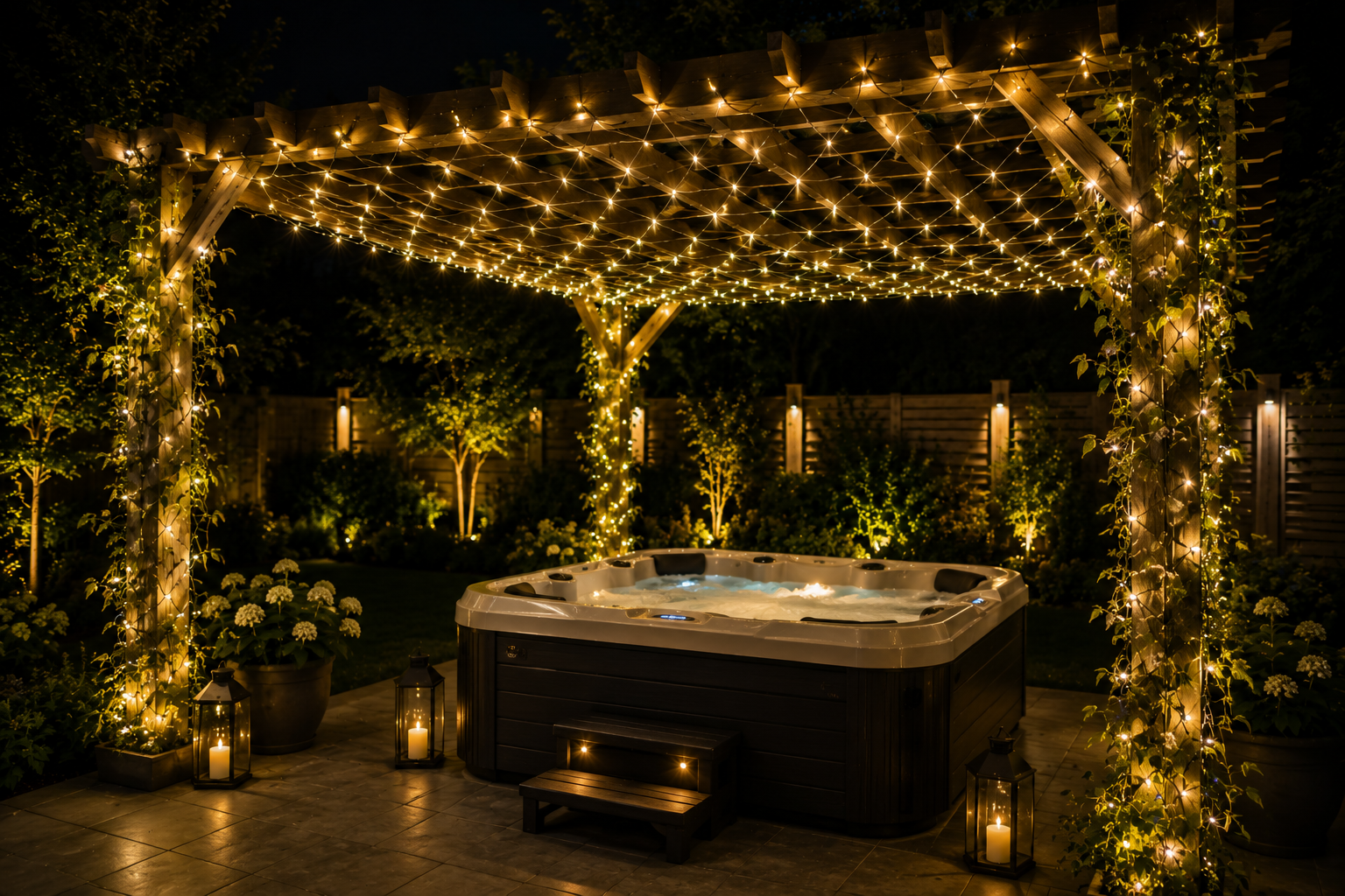 Led net lights twinkle warm white hot tub