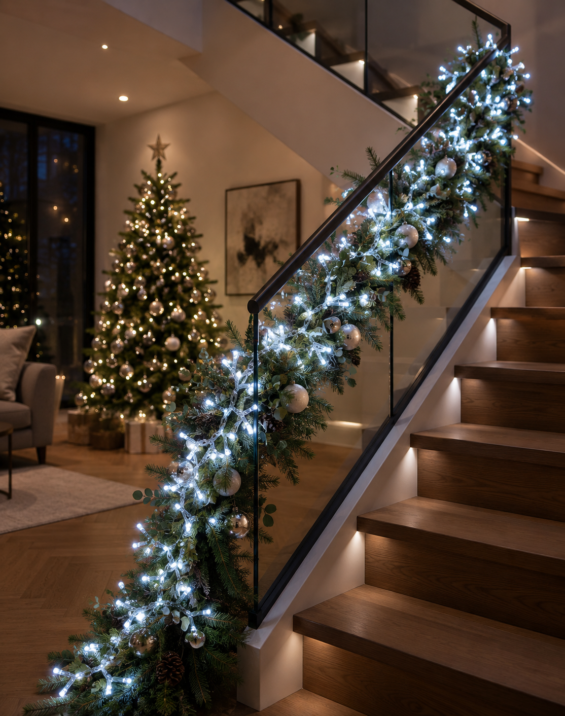 Led indoor cluster light bannister christmas