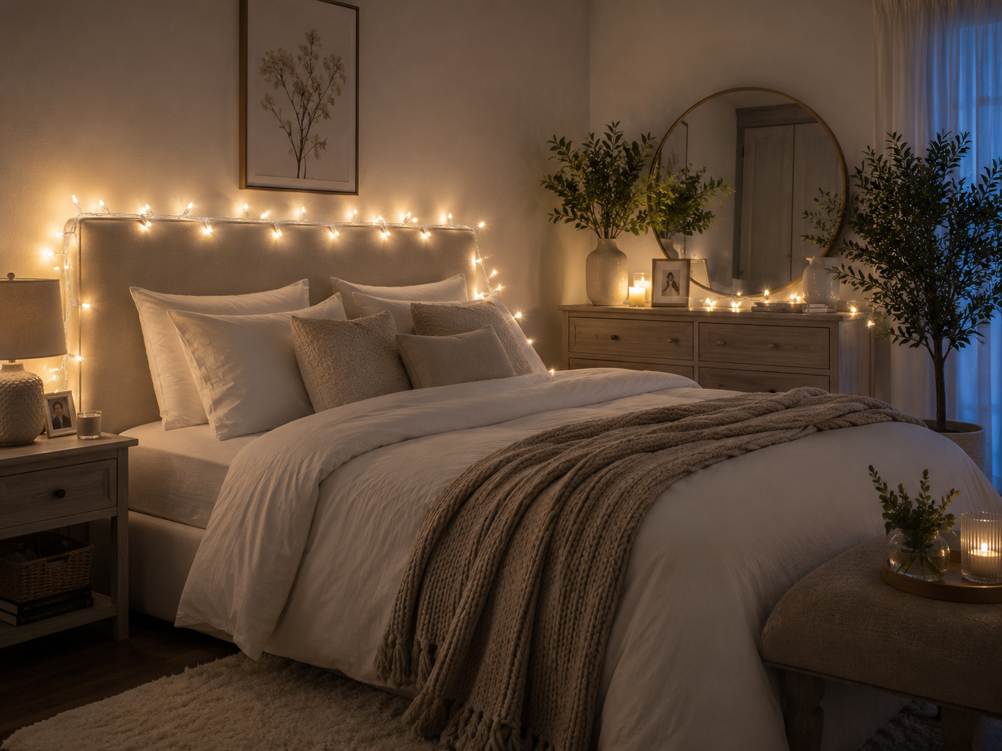 Indoor cluster lights ice white bedroom