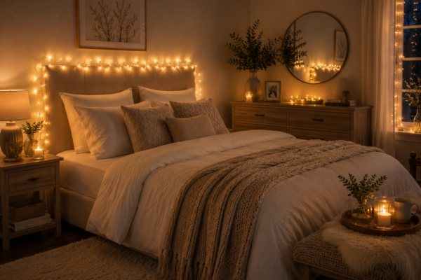 Indoor cluster lights warm white bedroom