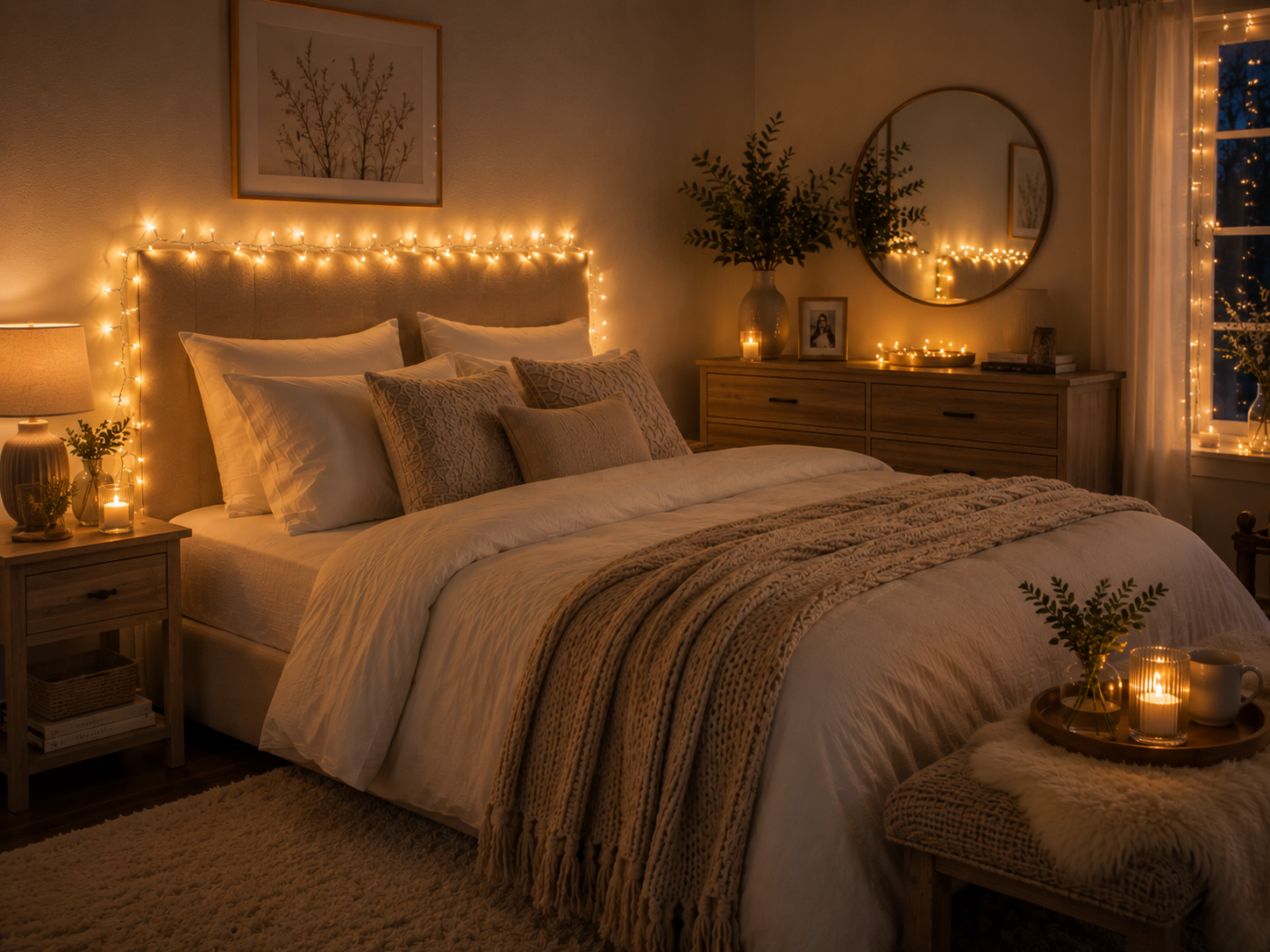 Indoor cluster lights warm white bedroom