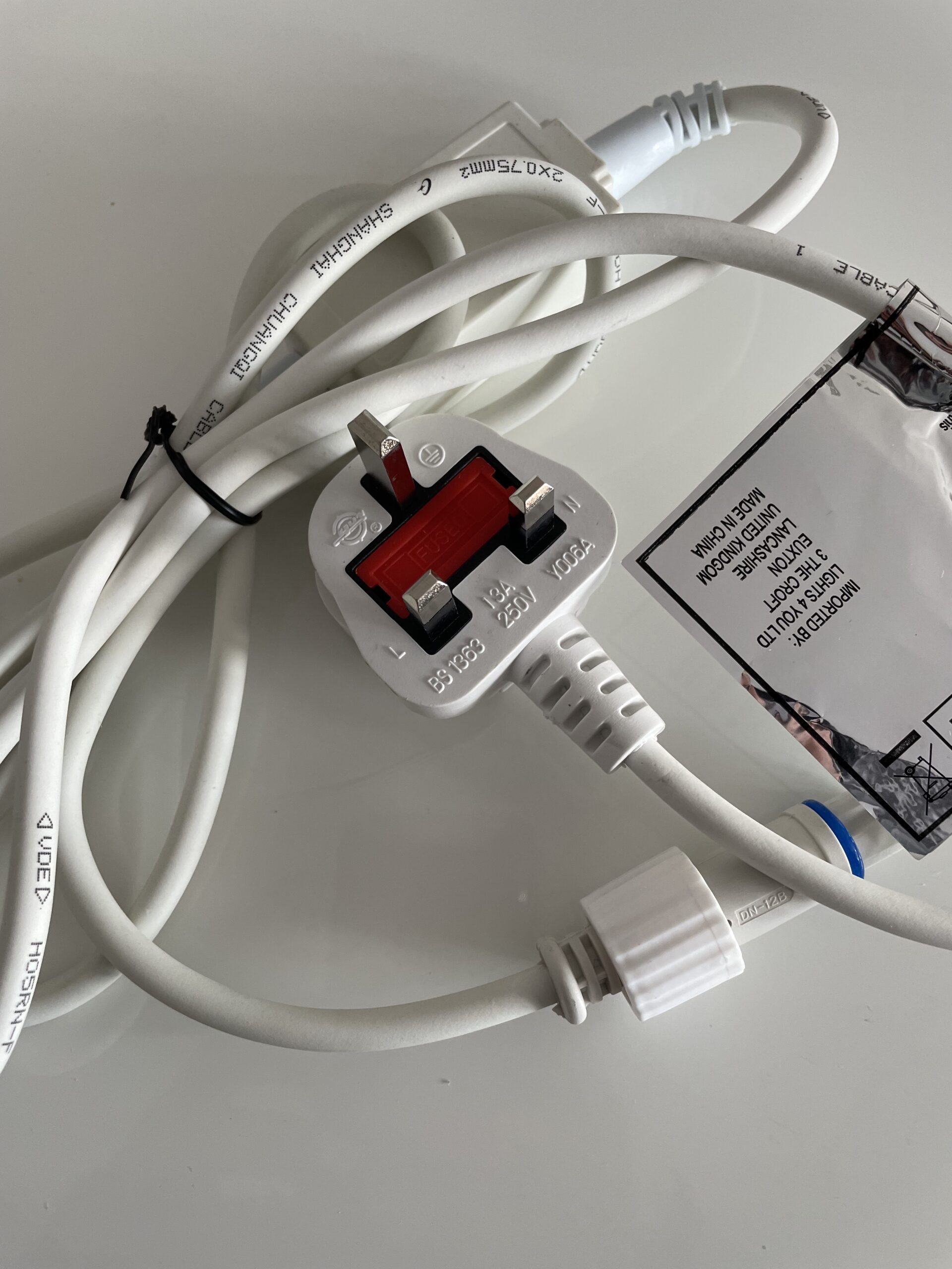 White 1 8m power cord