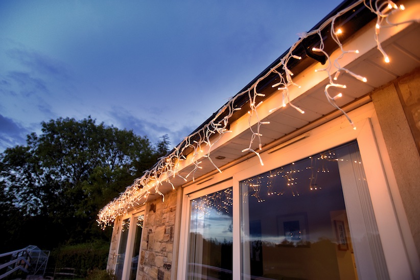 Warm White LED Icicle Lights – Multi Function 2m Section Image 2