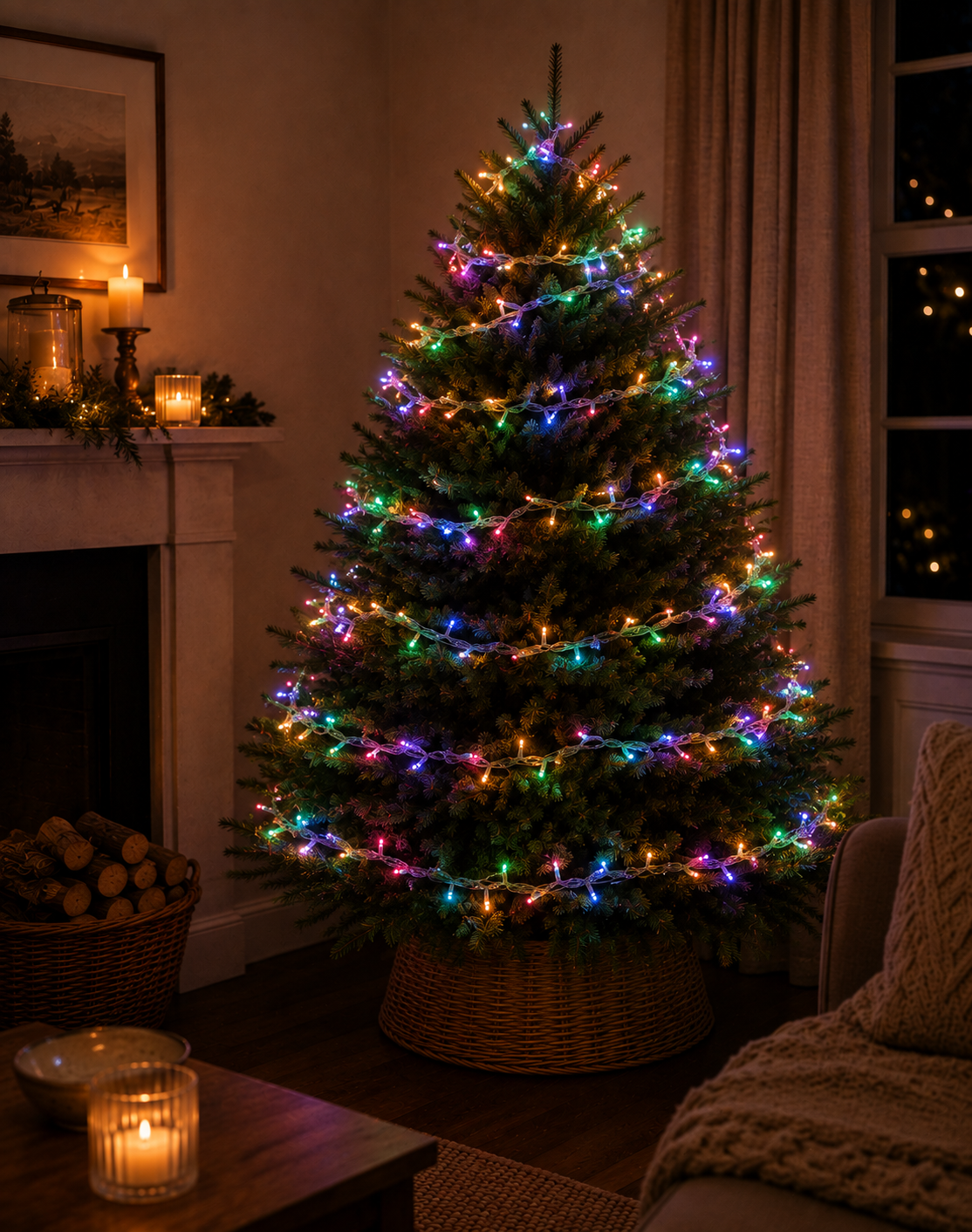 Indoor led cluster light multi coloured christmas tree