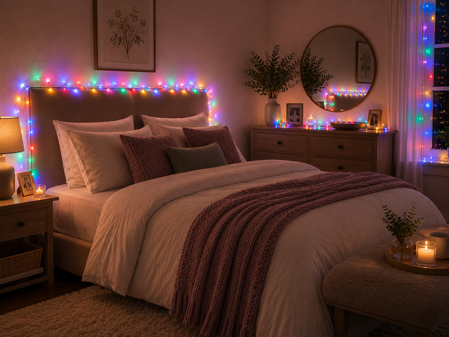 Indoor cluster lights multi colour bedroom