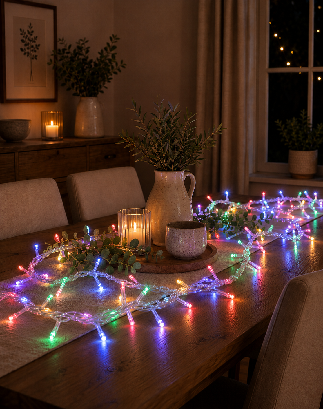 Indoor cluster ligts multi colour dining table