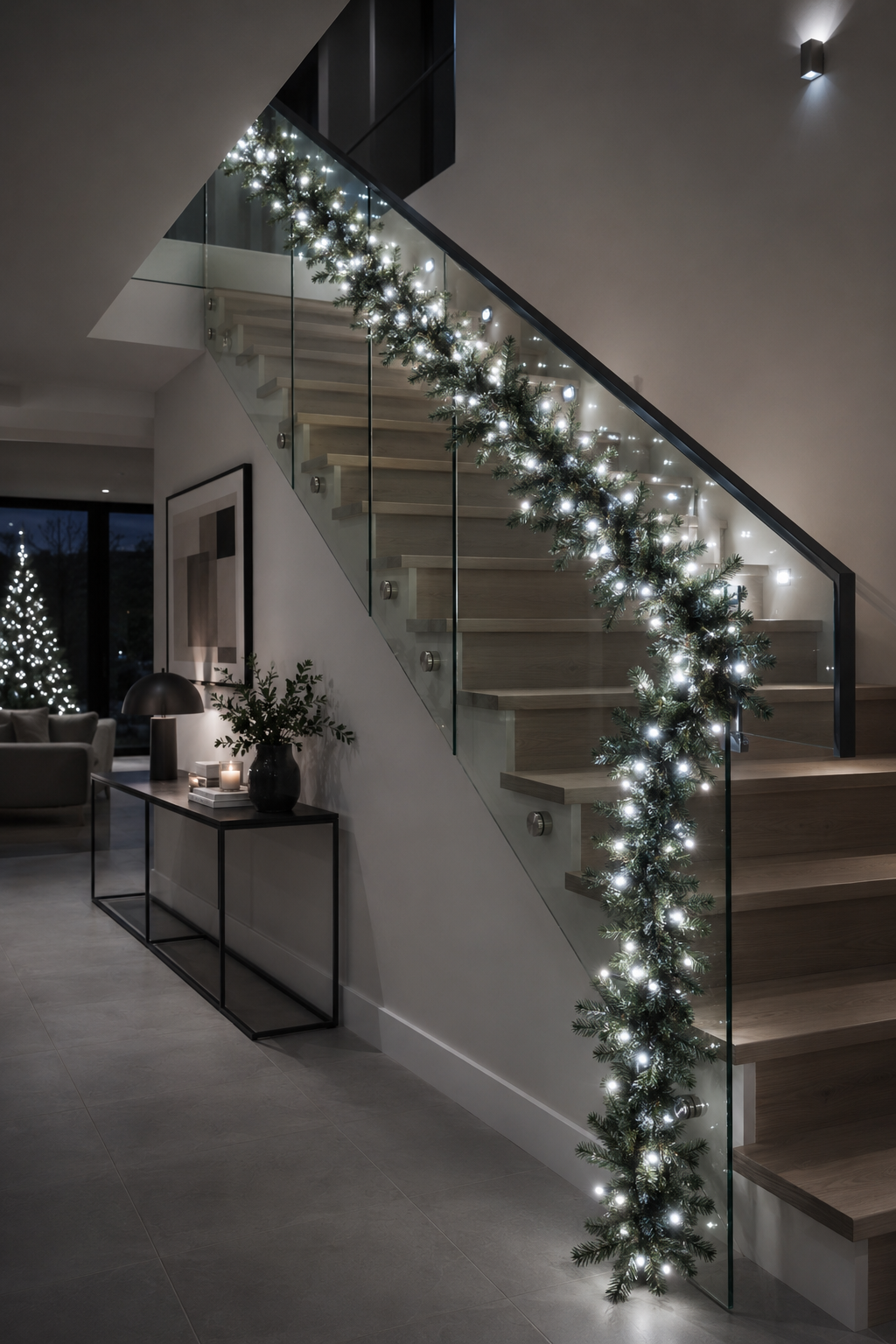 Indoor motion light ice white staircase